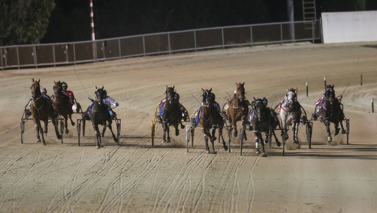 On the track: Horses competing for the 2018 Terang Pacing Cup. Picture: Morgan Hancock