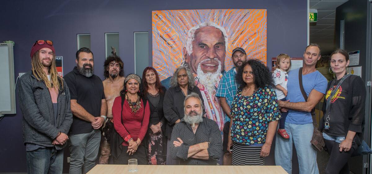 Tribute: Members of the extended Clarke family in the Department of Health and Human Services Warrnambool conference room that has been named in honor of their late patriarch, Banjo Clarke. Picture: Christine Ansorge