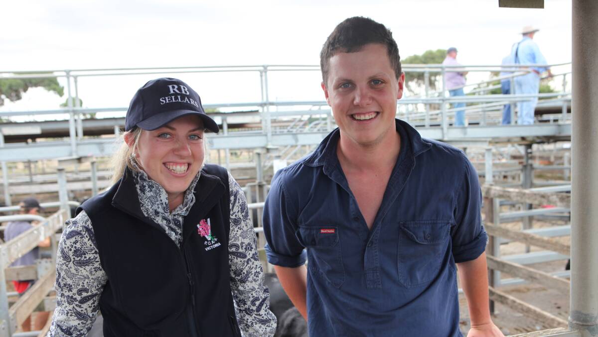 Checking prices: Erica Grant of Darlington and Jarrod Esh of Camperdown were among those at the store cattle sale.