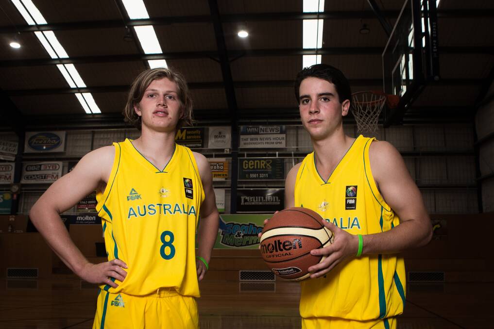 Long-time teammates: Jay Rantall and Liam Herbert represented Australia at the FIBA Asia Cup qualifiers in 2018. Picture: Christine Ansorge