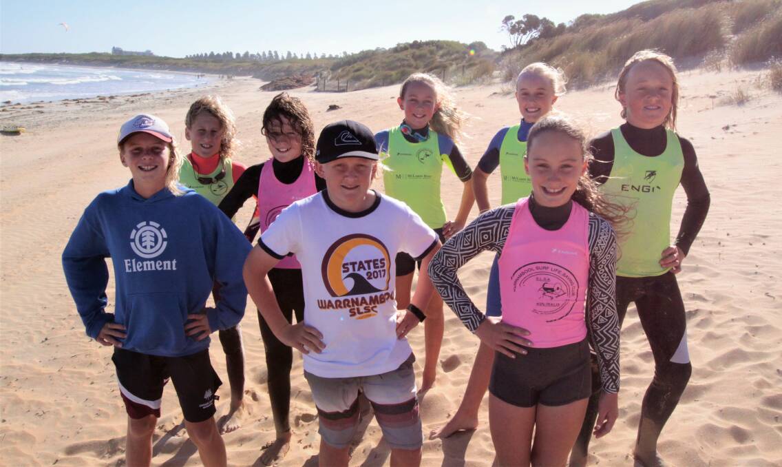 READY TO GO: WSLSC memebers (l-r) Isaac Owen, Deny Fawcett, Harvey Moncrieff, Taijh Burns, Maiya Cumming, Mia Cook, Lexie Moncrieff and Darcy Bridgewater will compete at the junior state championships this weekend. 