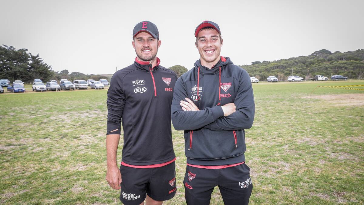 BROTHERS: Cobden's Jackson and Zach Merrett played with each other for some time at AFL level for Essendon. Zach is still playing for the club. 