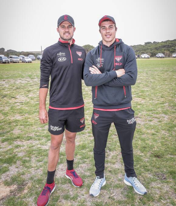 BROTHERS IN ARMS: Essendon has cut Jackson Merrett, leaving younger brother Zach to carry on the family name at the AFL club. The Cobden siblings spent five seasons at the elite level together. Picture: Christine Ansorge