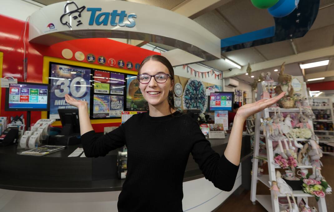 Reinheimers Newsagency and Lotto sales assistant Chloe Gale was still waiting for the mystery Lotto winner yesterday. The division one winner claimed his prize on Wednesday morning. Picture: Rob Gunstone
