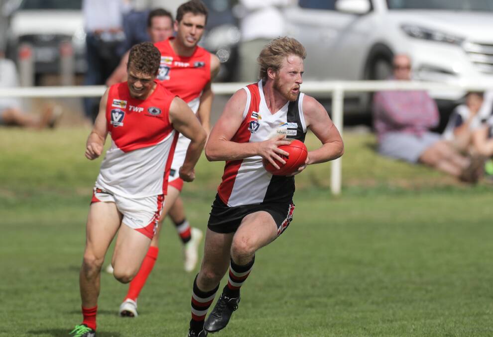ON THE MARCH: Koroit's Dallas Mooney returns to the Saints side for Saturday's clash against Terang Mortlake. Picture: Rob Gunstone
