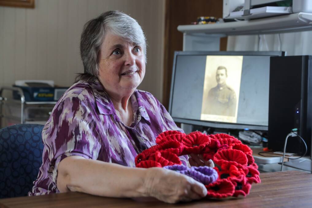 Emotional journey: Warrnambool's Rhonda Harris will lay a hand-crafted wreath to honour her great uncle Walter Allen in France on Anzac Day. Picture: Rob Gunstone