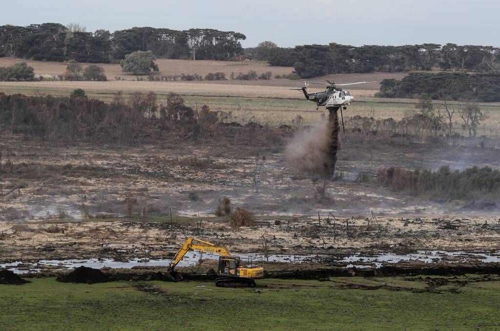 Work to extinguish the Cobrico peat fire in April. Picture: Rob Gunstone
