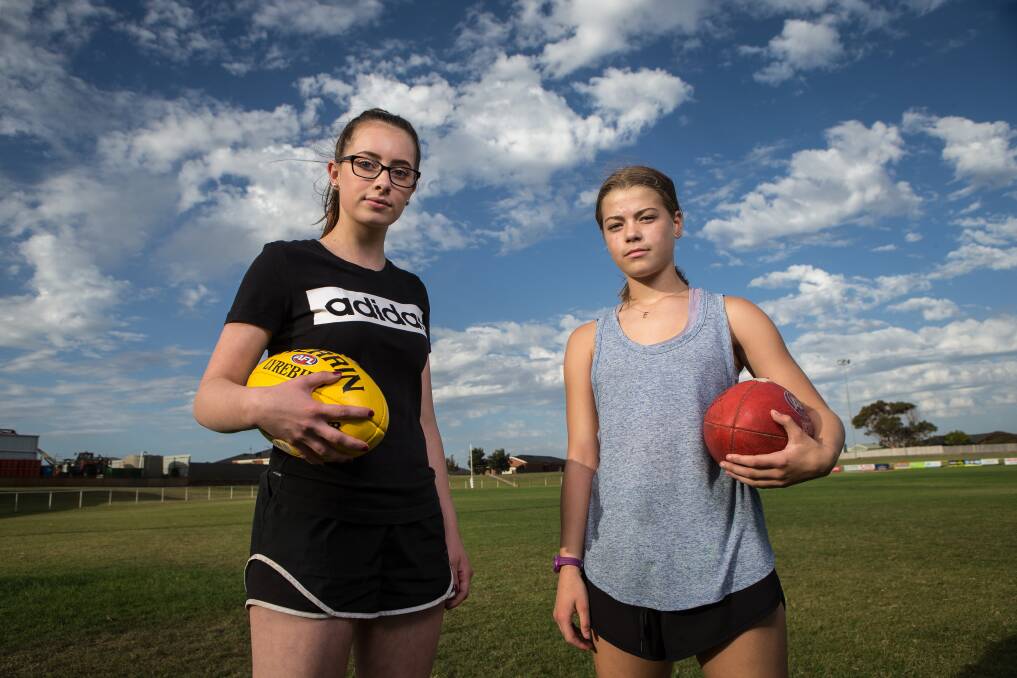 FITTER: Old Collegians under 18 female footballers Emily Fisk and Ella Medley will start season 2018 on the back of a three-month pre-season. Picture: Christine Ansorge
