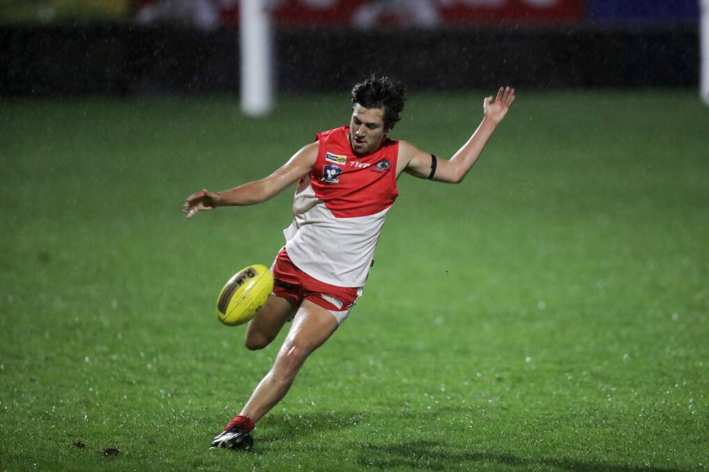 BANNED: South Warrnambool player Ethan-Jon Harvey was red-carded and reported for calling an umpire a cheat. He faced the tribunal on Tuesday night. Picture: Rob Gunstone