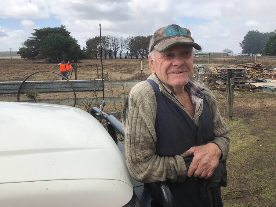 Grateful: Elingamite farmer Keith Smith is very relieved to have Blaze Aid volunteers help to rebuild his burnt fences. Picture: Rob Gunstone