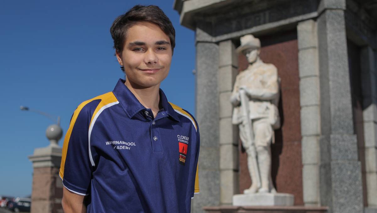 Recognition: Clontarf Academy student Tori Miller, 15, will be reading a poem, written by Kevin Clarke, honouring indigenous soldier Reg Saunders at Warrnambool's Anzac Day dawn service. Picture: Morgan Hancock