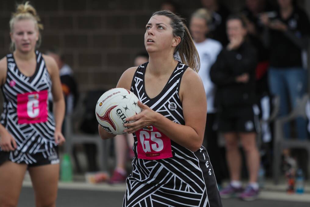 STEADYING INFLUENCE: Camperdown's Emma Wright is considered a key player in the Magpies' defence and earned praise from rival coach Jaime Barr on Saturday. Picture: Morgan Hancock