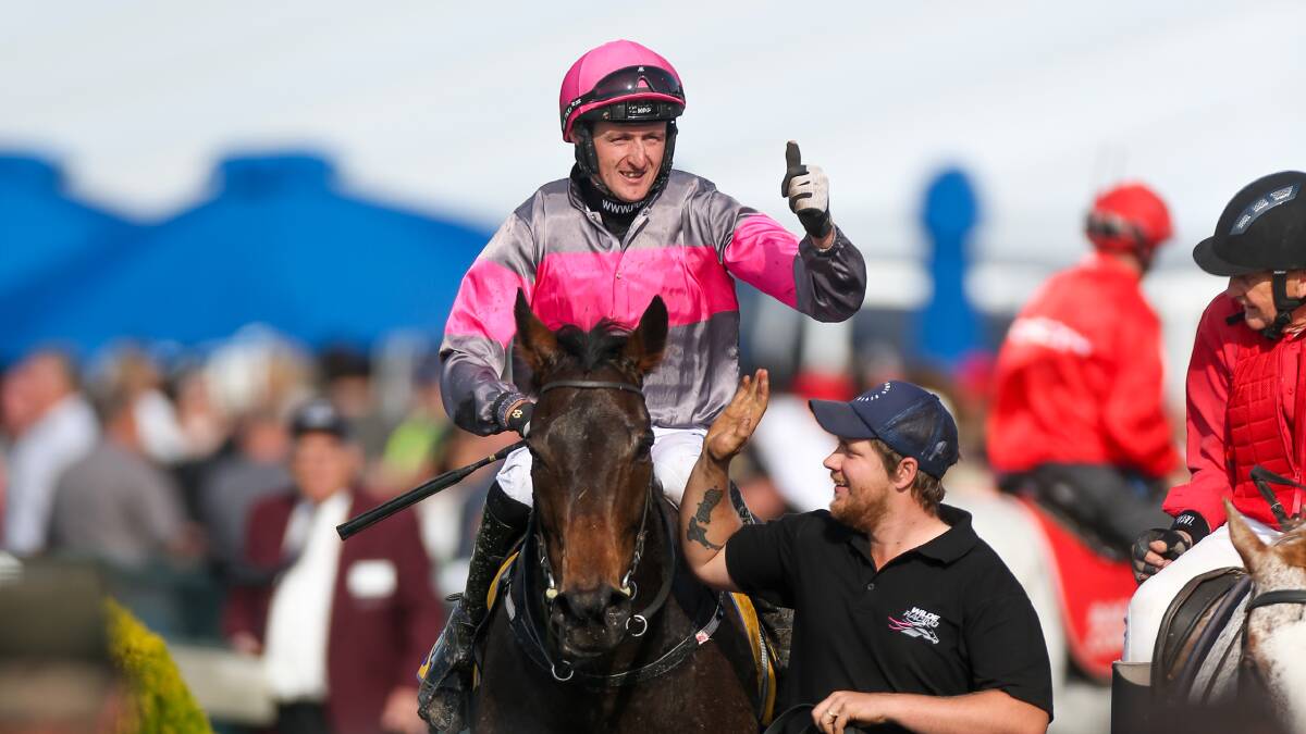 CONFIDENT: Warrnambool-based jumps jockey Shane Jackson hopes the Jarrod McLean-trained Cougar Express can give him another feature jumping victory. Picture: Morgan Hancock