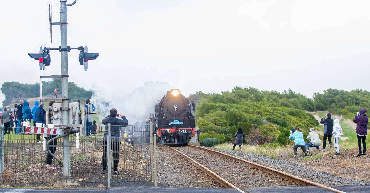 Popular: Crowds gather near The Flume as the steam train makes its way into Warrnambool on Saturday. Warrnambool City Council is keen to work with organisers to make the visits more regular. Picture: Christine Ansorge