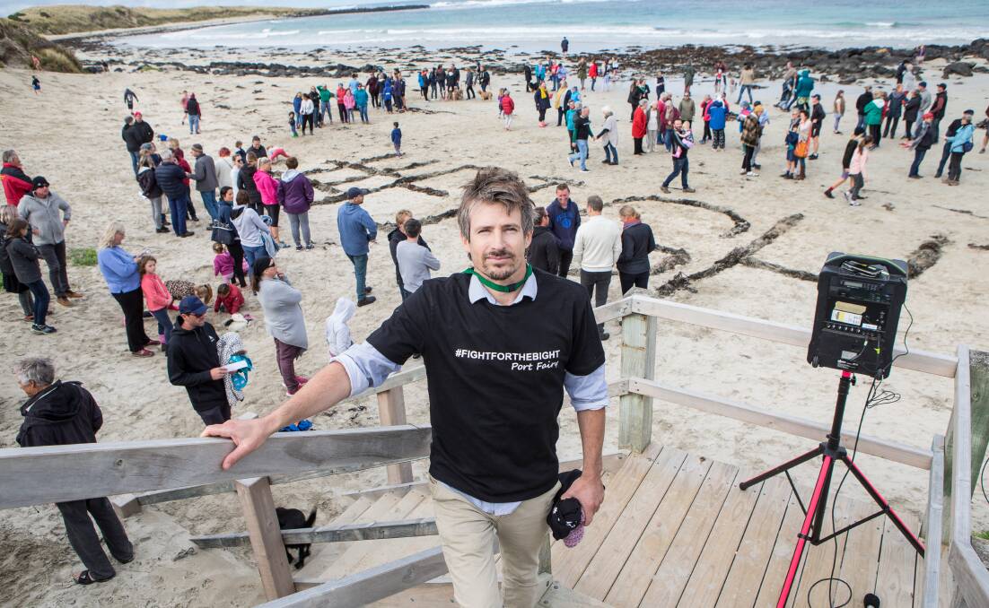 PEOPLE POWER: Ben Druitt at an event held to protest against plans to drill for oil in the Great Australian Bight earlier this year. He is pleased the plans have been abandoned. 