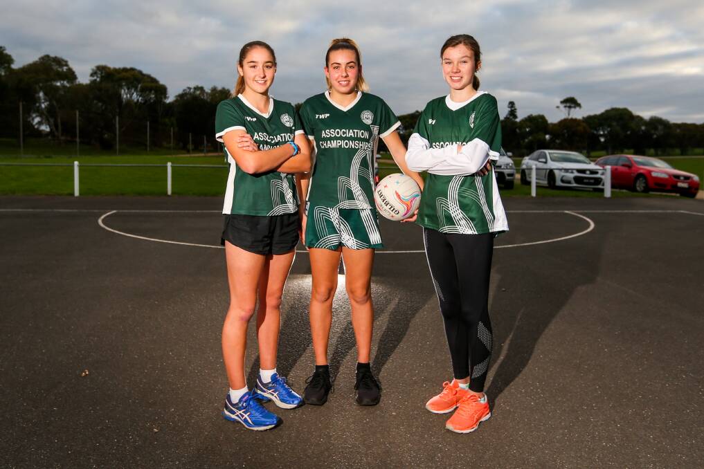 TALENT TIME: Olivia Marris, Meg Kelson and Sienna Batt all played for Hampden at the Netball Victoria association championships in 2018. Picture: Morgan Hancock