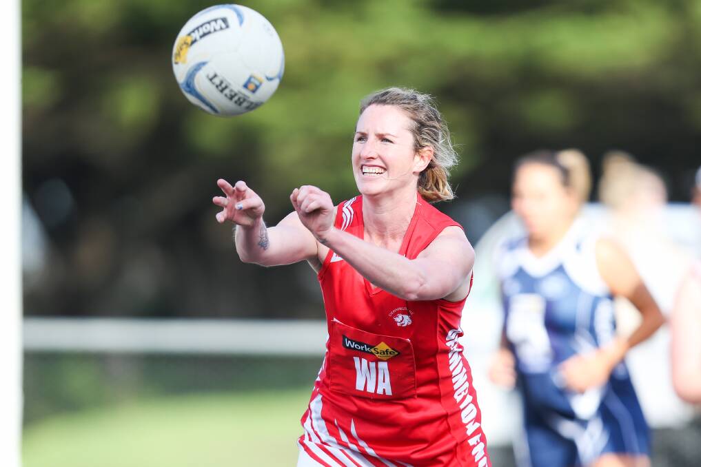 Day Out: Dennington mid-court star Krystal Day is expected to play a key role for her side when it meets with Timboon Demons on Saturday. Picture: Morgan Hancock .