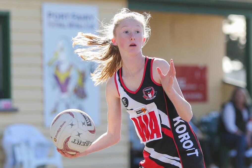FINDING HER FEET: Koroit netballer Isabella Baker is the Saints' youngest open grade player at 14. Picture: Morgan Hancock