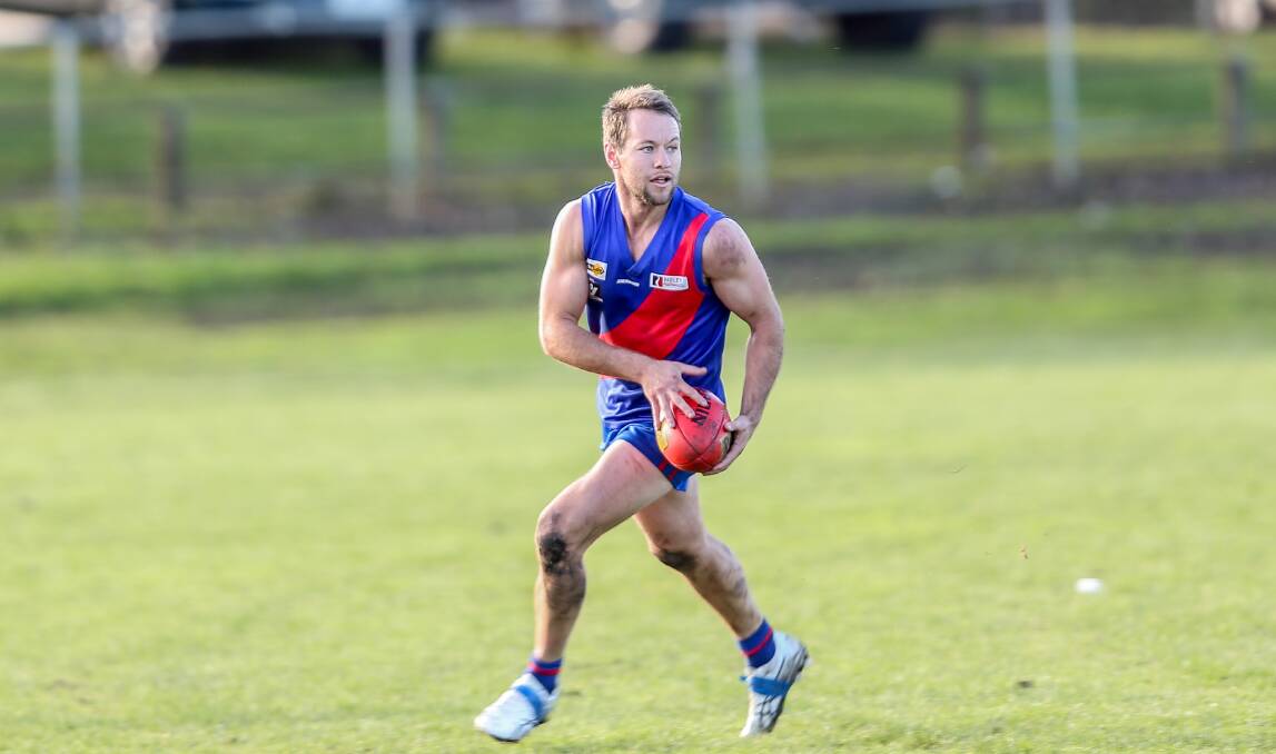 GOING: Joel Moloney in action for Terang Mortlake during the 2018 Hampden league season. The experienced onballer will play in Geelong next year. Picture: Christine Ansorge