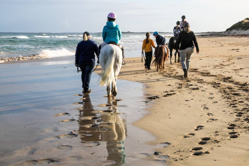WALK ON: Recreational horse riding will be able to continue on beaches throughout the Belfast Coastal Reserve after the release of a management plan. Picture: Rob Gunstone