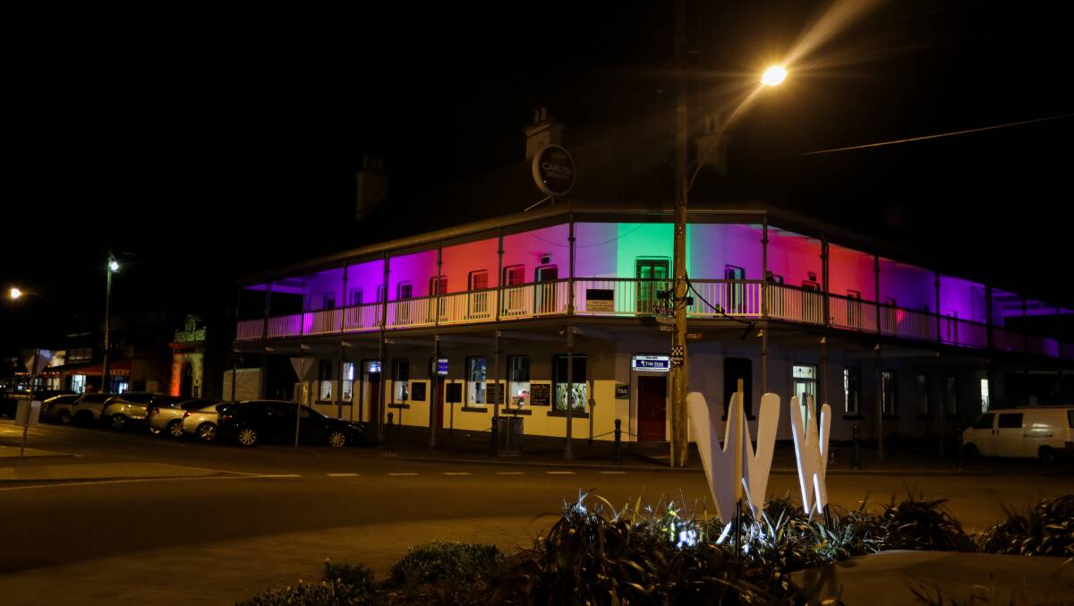 Starry night: Port Fairy hotel The Star of the West was one of the town's icons to be lit up  for the Winter Weekends opening on Friday.