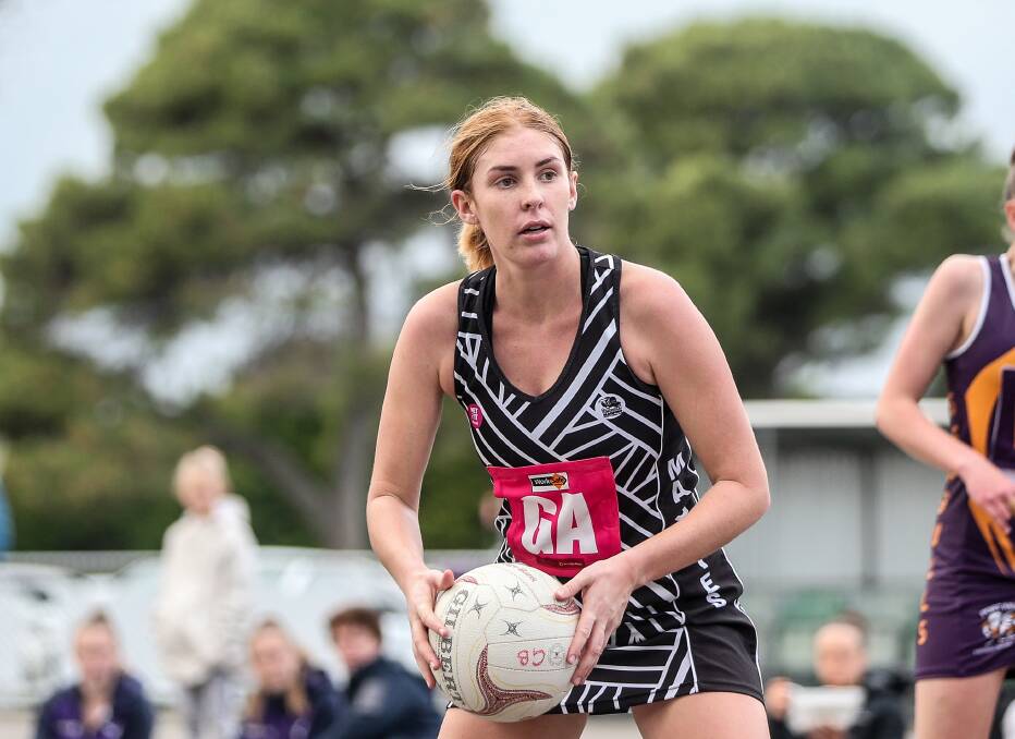 ON TARGET: Camperdown's Amy Morssinkhof was one of the Magpies best, shooting 16 goals. Picture: Christine Ansorge