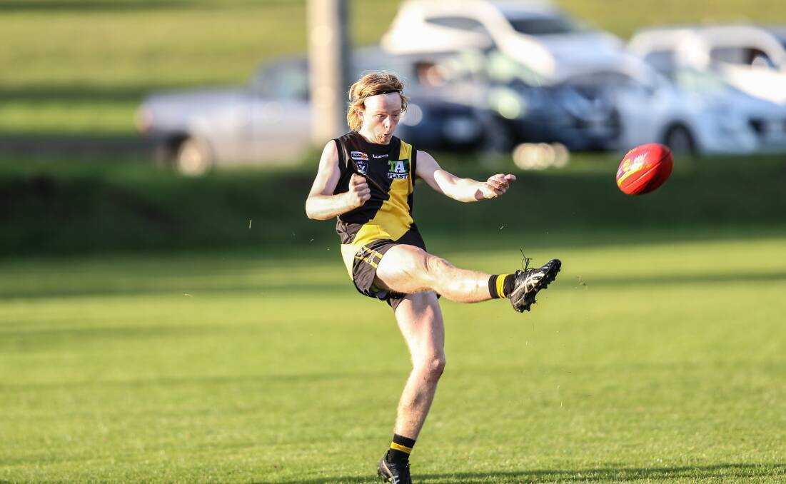 Back in yellow and black: Merrivale's Tate Porter has returned to club after a stint with South Warrnambool in the Hampden league. He'll play against Kolora-Noorat on Saturday. Picture: Christine Ansorge