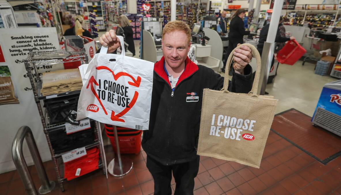 Bag-it: Swinton's IGA is joining several other south-west grocery stores in banning single-use plastic shopping bags. Picture: Rob Gunstone
