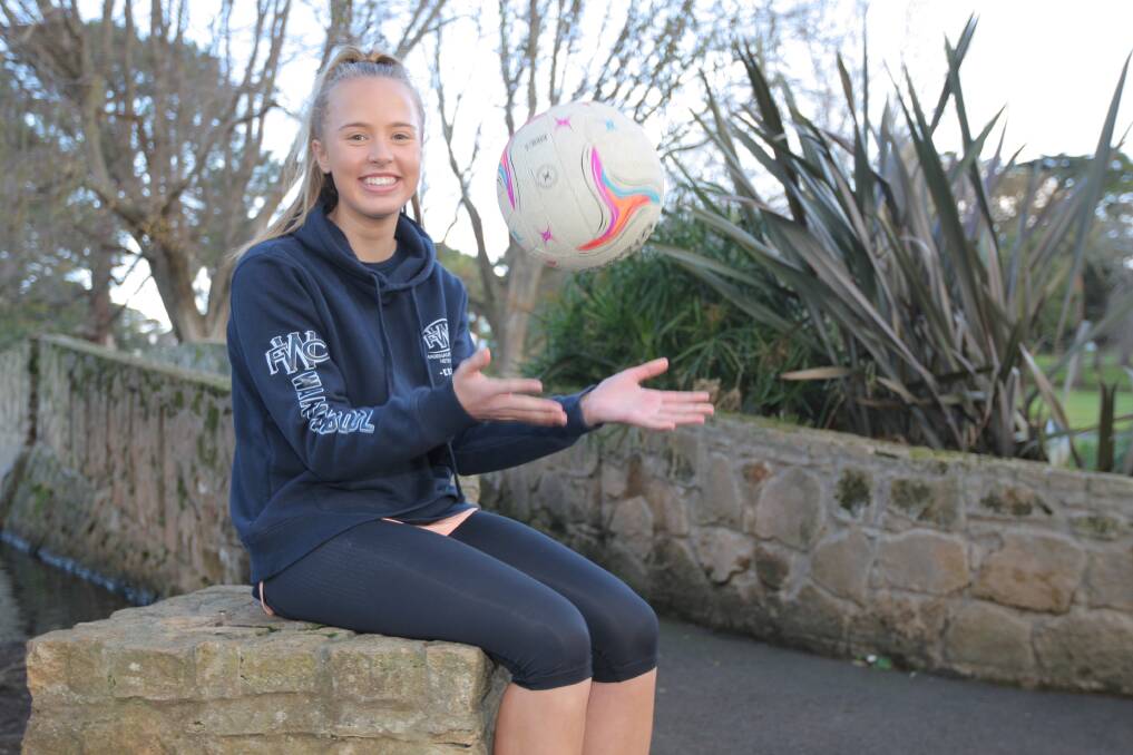 HAVING A BALL: Warrnambool netballer Jess Thwaites is becoming a force in the Blues' goal circle. Picture: Justine McCullagh-Beasy