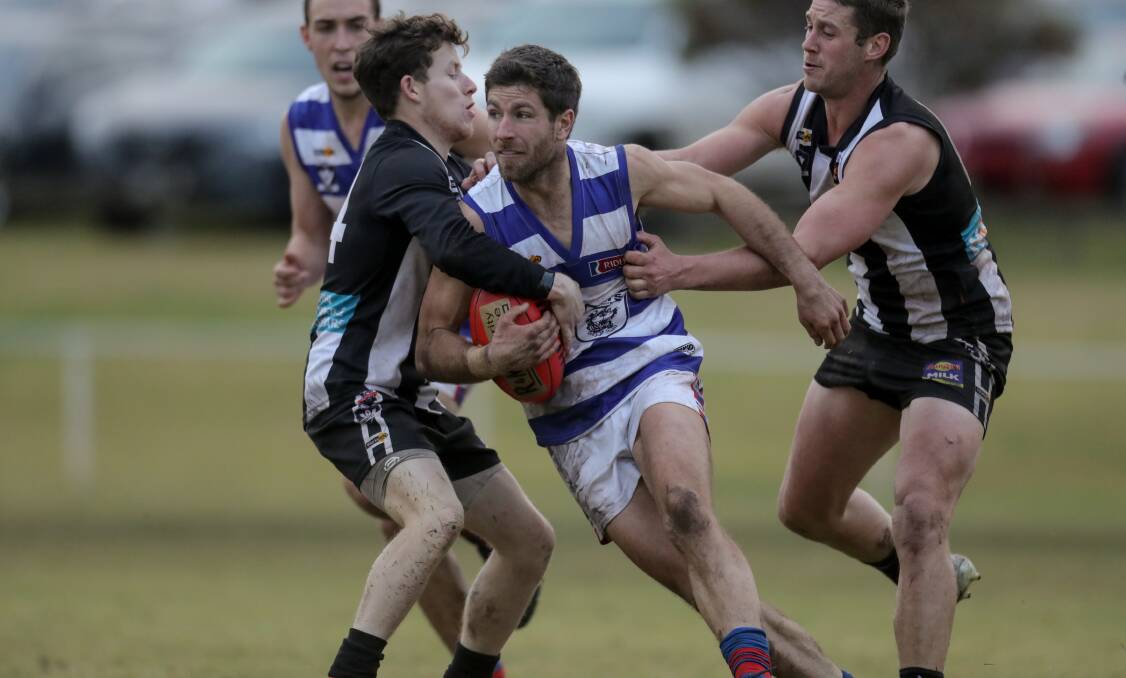 SIDELINED: Terang Mortlake defender Chris Baxter is battling a hot spot in his foot, throwing his season up in the air. Picture: Rob Gunstone