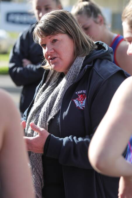 LISTEN UP: Terang Mortlake coach Lisa Arundell is having a positive impact at the Bloods.
