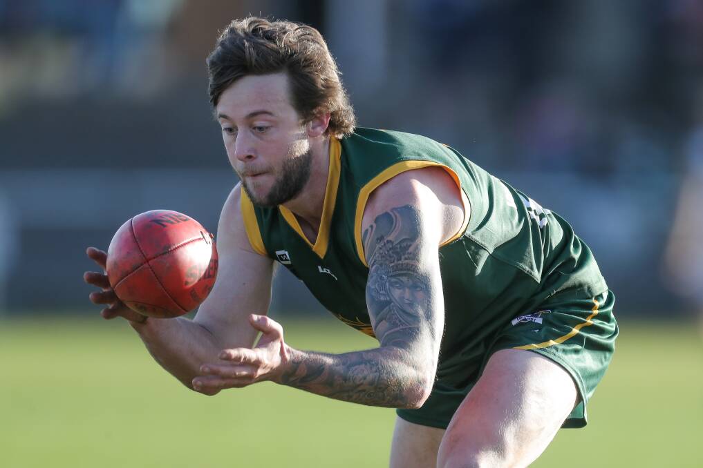 Good touch: Alex Wallis continued his strong run of form on Saturday kicking four goals and being named in the best for Old Collegians. Picture: Morgan Hancock.