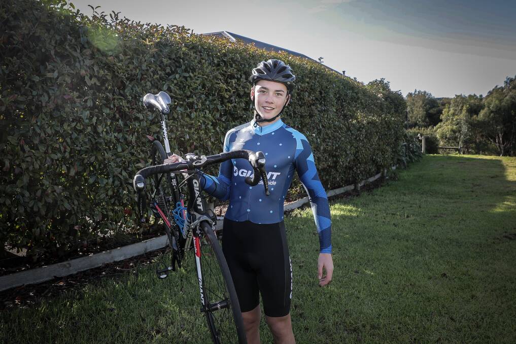 LOOKING THE PART: Warrnambool cyclist Eddie Worrall won his maiden Cycling Victoria tour on the weekend, claiming under 15 B grade honours in Bendigo. Picture: Christine Ansorge