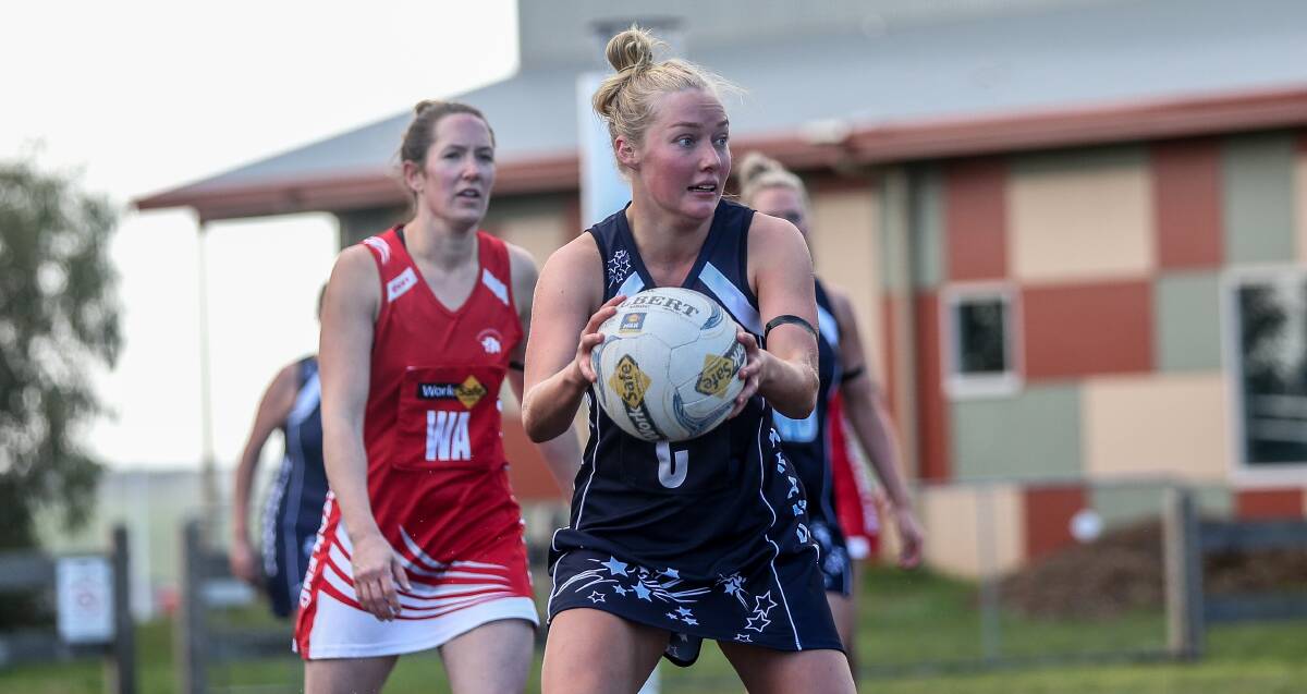 SWINGWOMAN: Nirranda's Jo Couch has been one of many players in Steph Townsend's side to be played in different positions. Picture: Christine Ansorge