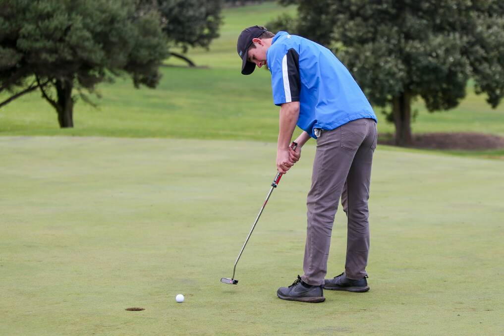 Young gun: Hamilton's Daniel Battista takes a putt. He's been in good form during this pennant. Picture: Morgan Hancock