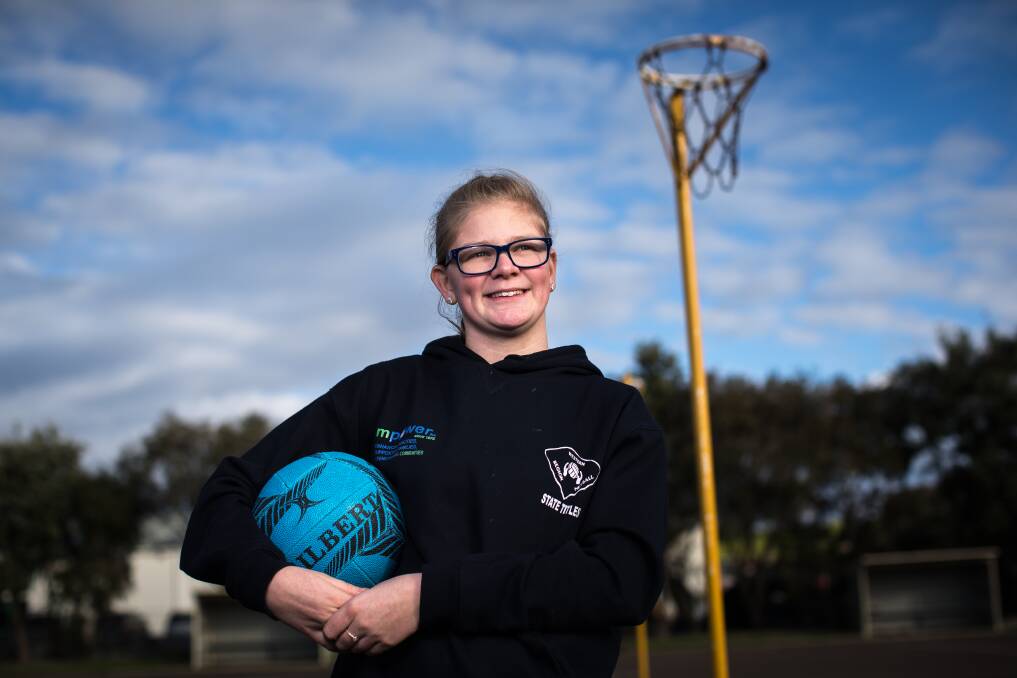 BIG STAGE: Warrnambool Stingers netballer Sky Grace is excited to represent the Victorian all-abilities team. She will compete in Brisbane in October. Picture: Christine Ansorge