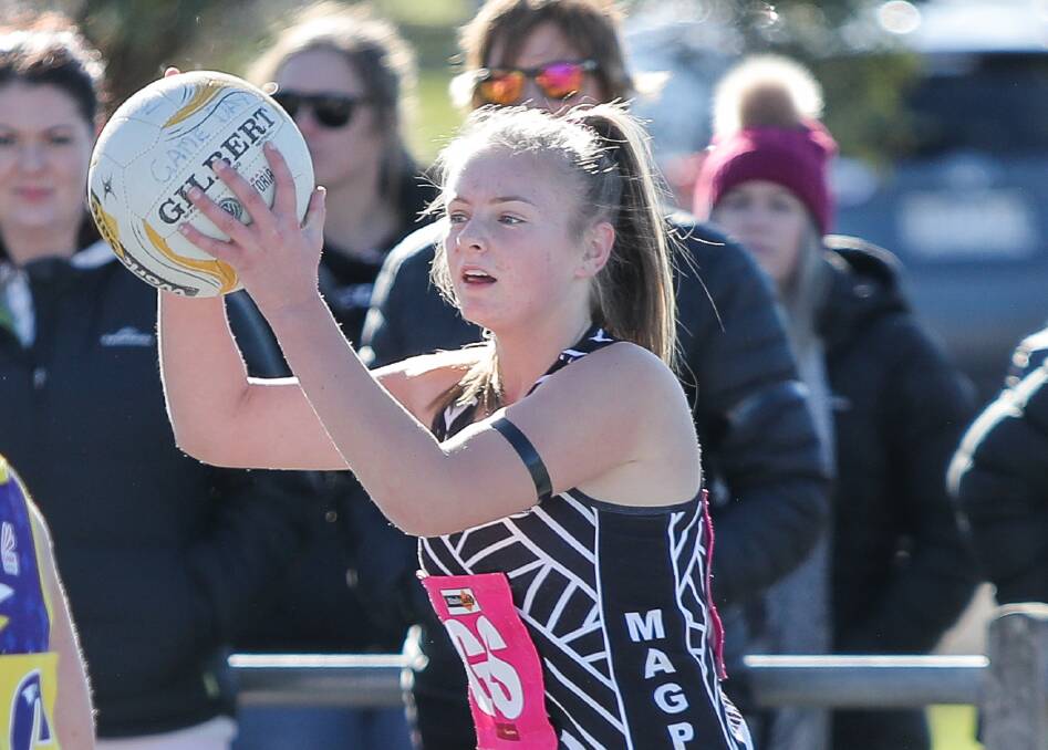 ON TARGET: Camperdown's Krystal Baker shot 41 goals against Portland on Saturday, pleasing coach Sharon Kenna. The Magpies were too strong for Portland. Picture: Morgan Hancock