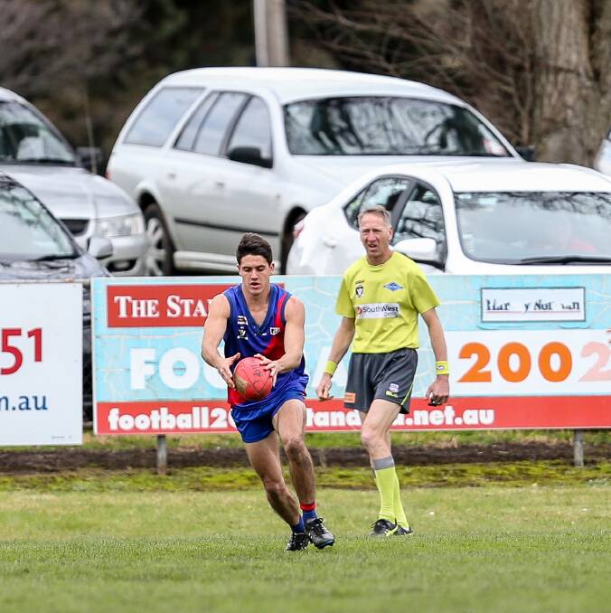 Role player: Terang Mortlake's Brodie Carroll was one of the Bloods' better players in their win against Koroit on Saturday. Picture: Christine Ansorge
