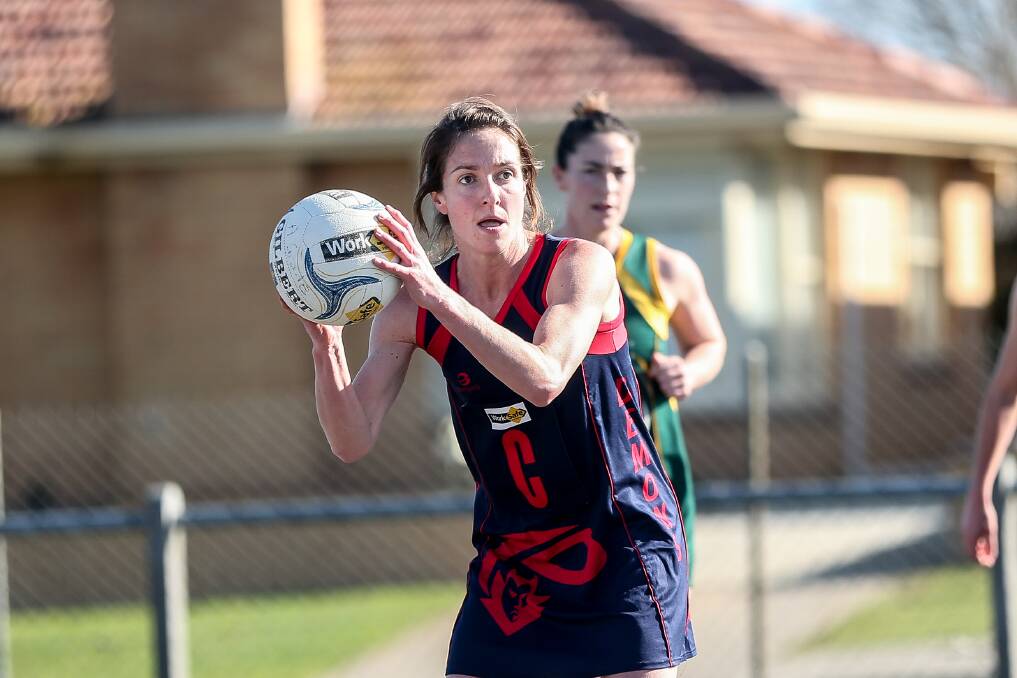 Timboon centre Mellissa McKenzie takes possession of the ball. Picture: Christine Ansorge