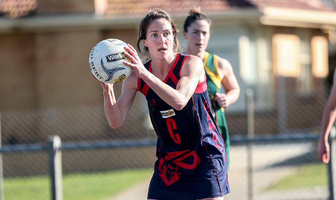 BACK ON COURT: Mellissa McKenzie has slotted into Timboon Demons' line up seamlessly after returning to the club. Picture: Christine Ansorge
