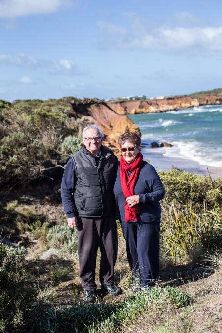 Exercise regime: Bruce and Lorna Couch take walks along the Peterborough coastline as part of Bruce's recovery. Picture: Christine Ansorge