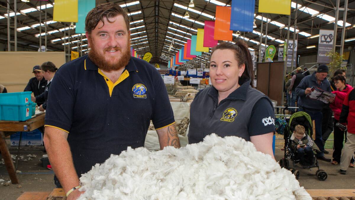 Competing: Heywood shearer Glen Stephens, pictured with his sister and wool handler  Tara Headley, will be among those competing in the shearing competition at Saturday's Warrnambool show. Picture: Everard Himmelreich