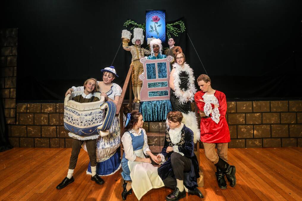 Tale of love: Brauer College students Eli Fahey, Gabby Steel, Jaimie Sagnol, Amelia Finnigan, Alyse Schintler, Vanisre Rajasegaran, Mat Ford, Ash Rogers-Brigden and Angelique Van Antwerpen as the cast of Beauty and the Beast.   Picture: Christine Ansorge
