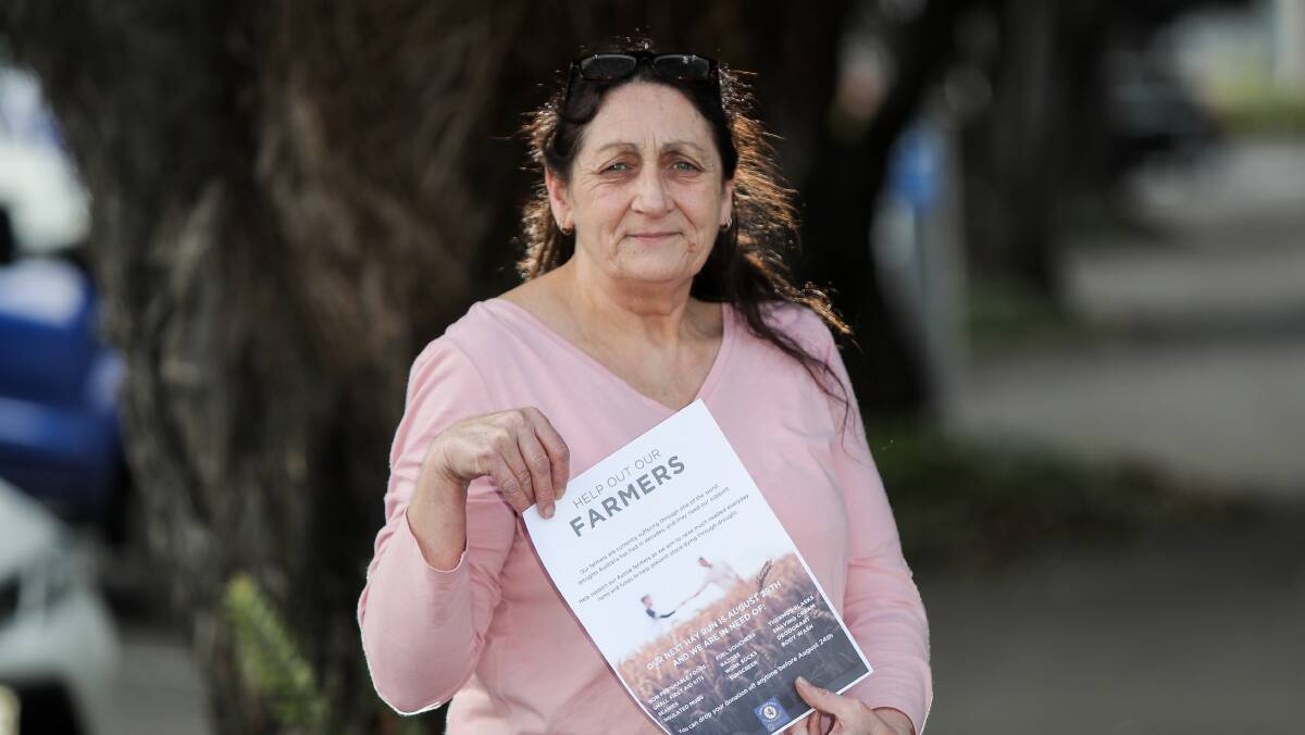 Appeal: Anne Vickery with a flyer promoting the Warrnambool appeal for drought-stricken farmers elsewhere in eastern Australia.  Picture: Morgan Hancock