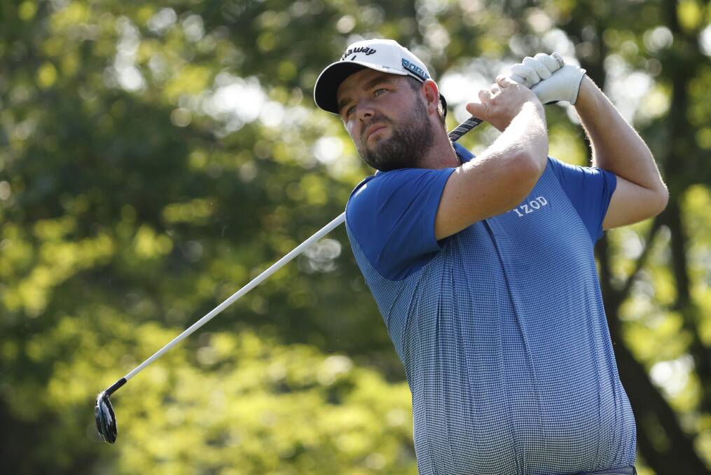 PATIENCE THE KEY: Warrnambool's Marc Leishman watches his tee shot during a practice round for the PGA Championship at Bellerive Country Club. Leishman hopes he is in hunt come round four. Picture: AP Photo/Jeff Roberson