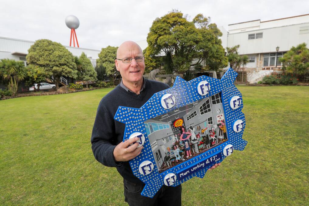 Honoured: Warrnambool long-time artist Glenn Morgan will be playing tribute to a local icon in a solo exhibition starting Saturday entitled Fletcher Jones Project. Picture: Morgan Hancock