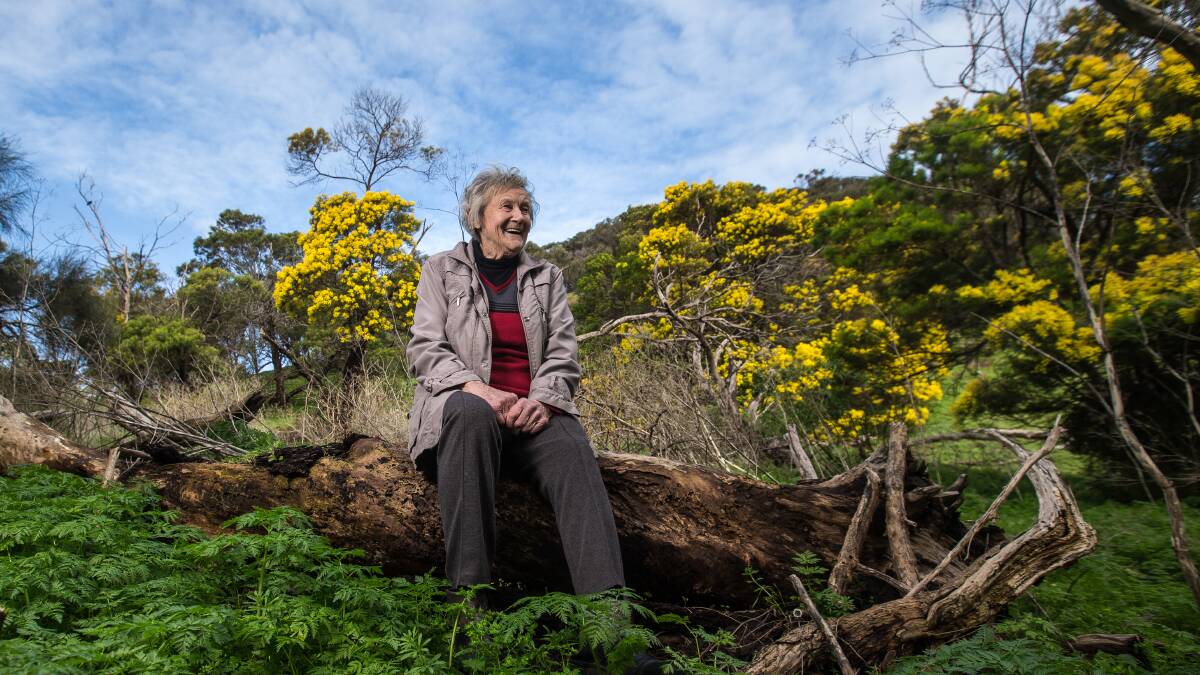 IN HER element: The longest-serving member of the Warrnambool Field Naturalists Club Shirley Duffield at Tower Hill: "I’ve always lived by myself, but those people (club members) are like my family." Picture: Christine Ansorge