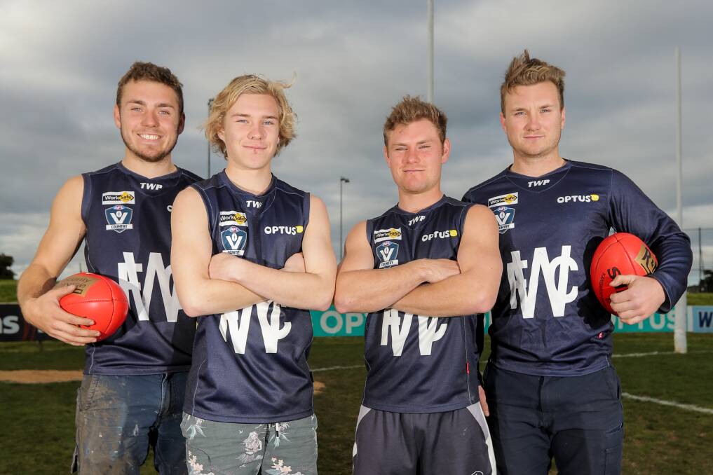 Brothers in arms: Beau, Noah, Jye and Jed Turland are ready to all play senior football for the Warrnambool Blues. Picture: Morgan Hancock