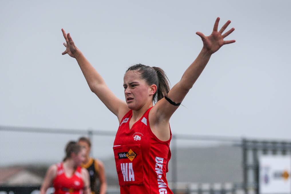 Young gun: Dennington wing attack Emily Manuell has been selected in Warrnambool City Netball's 17 and under side in this Sunday's association championships. Picture: Christine Ansorge