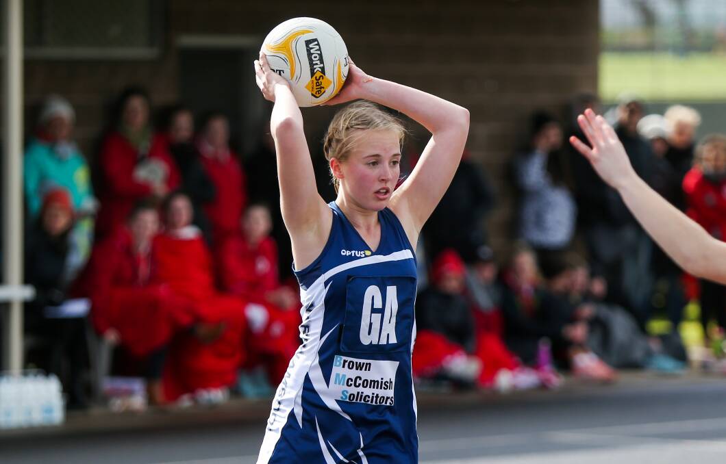 YOUNG GUN: Warrnambool Jessica Thwaites scored 10 goals in the Blues' victory against South Warrnambool on Saturday. Picture: Morgan Hancock